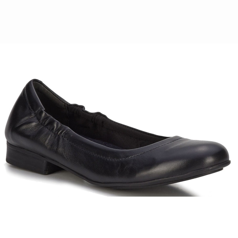 Ros Hommerson Tess Women's Ballet Flats Round Toe Slip On Black Leather 9.5W